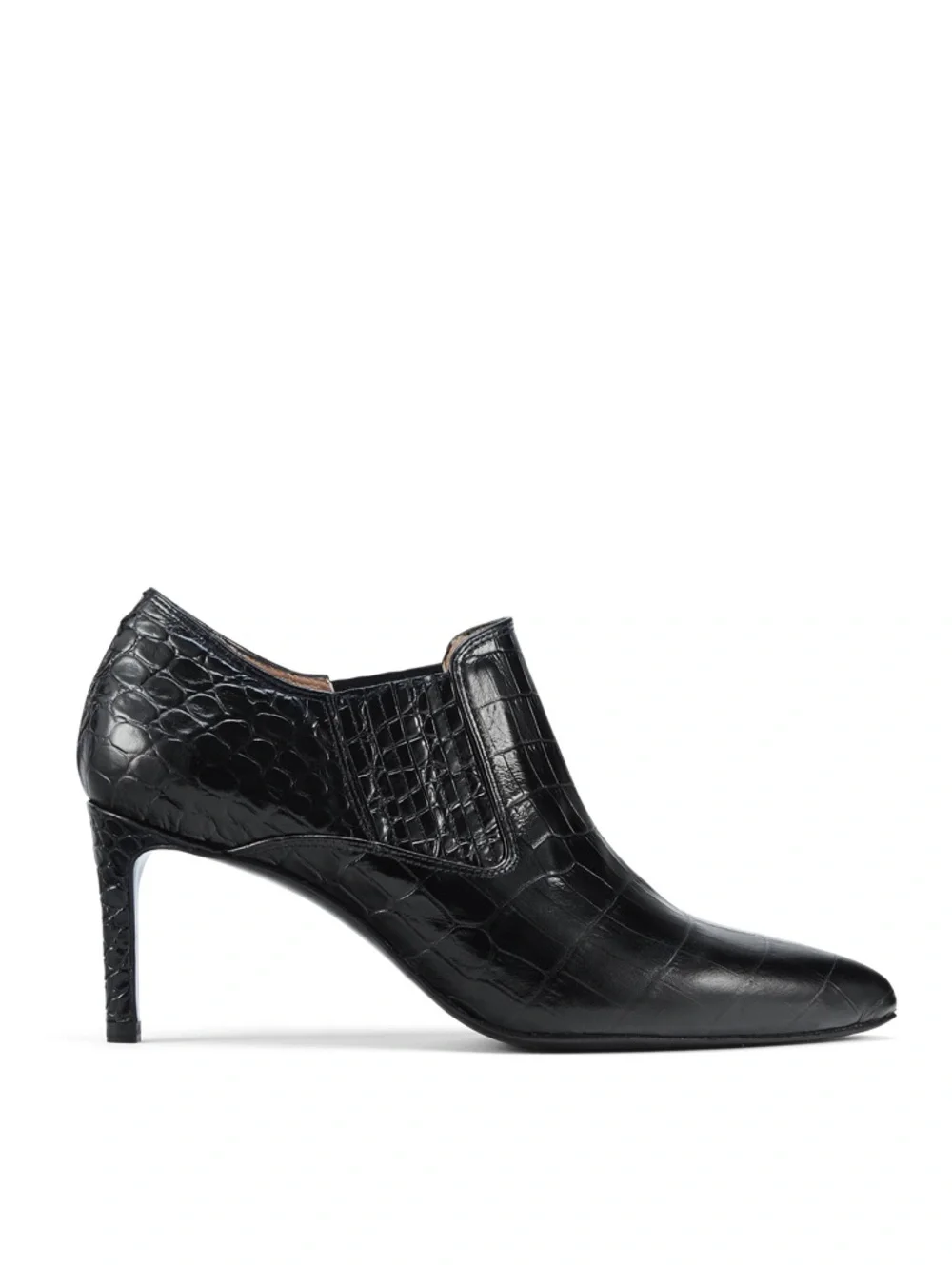 Inez Marisol 70 in Black Croco Emboss Leather Heeled Ankle Booties Size 10